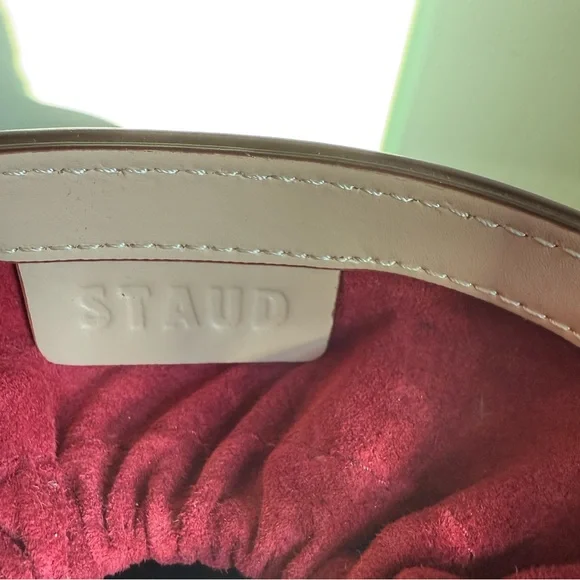 STAUD Mini Pink Bucket Crossbody Bag with Pink Drawstring - Picture 5 of 6